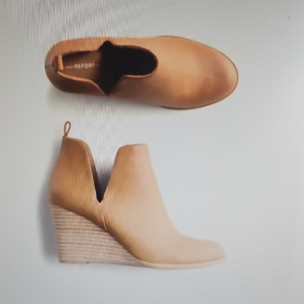 Report Tan Wedge Booties